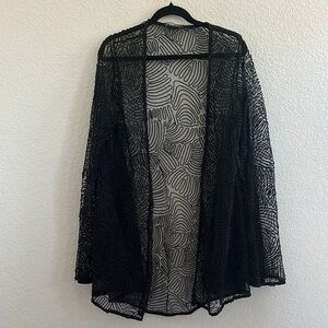 For Love And Lemons Black Sheer Cardigan/coverup